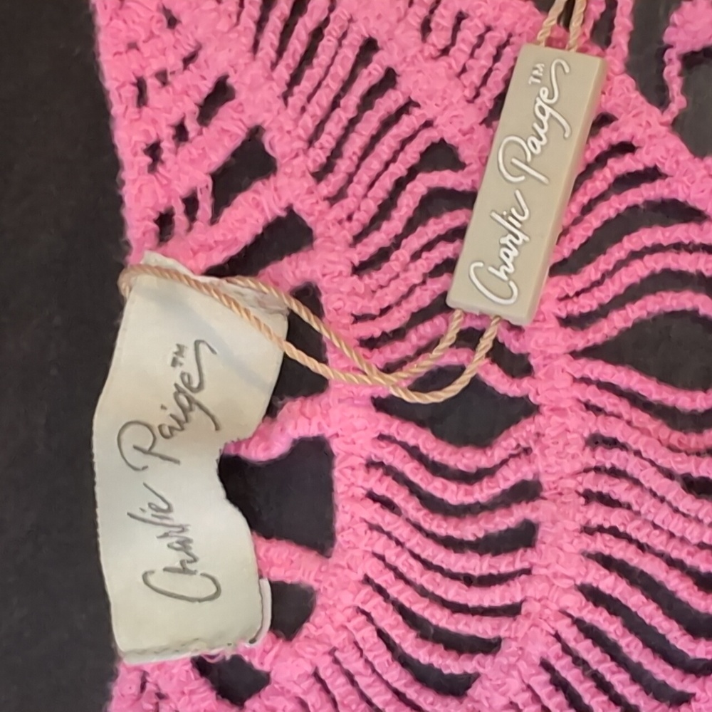 Charlie Paige Pink Tassel Swim Cover Up Womens One Size Boho Crochet Kaftan - Picture 11 of 13